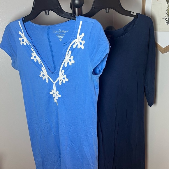 Lilly Pulitzer Bundle Of 2 Pima Cotton Mini Dresses Size XS Blue Embroidered - Picture 1 of 10